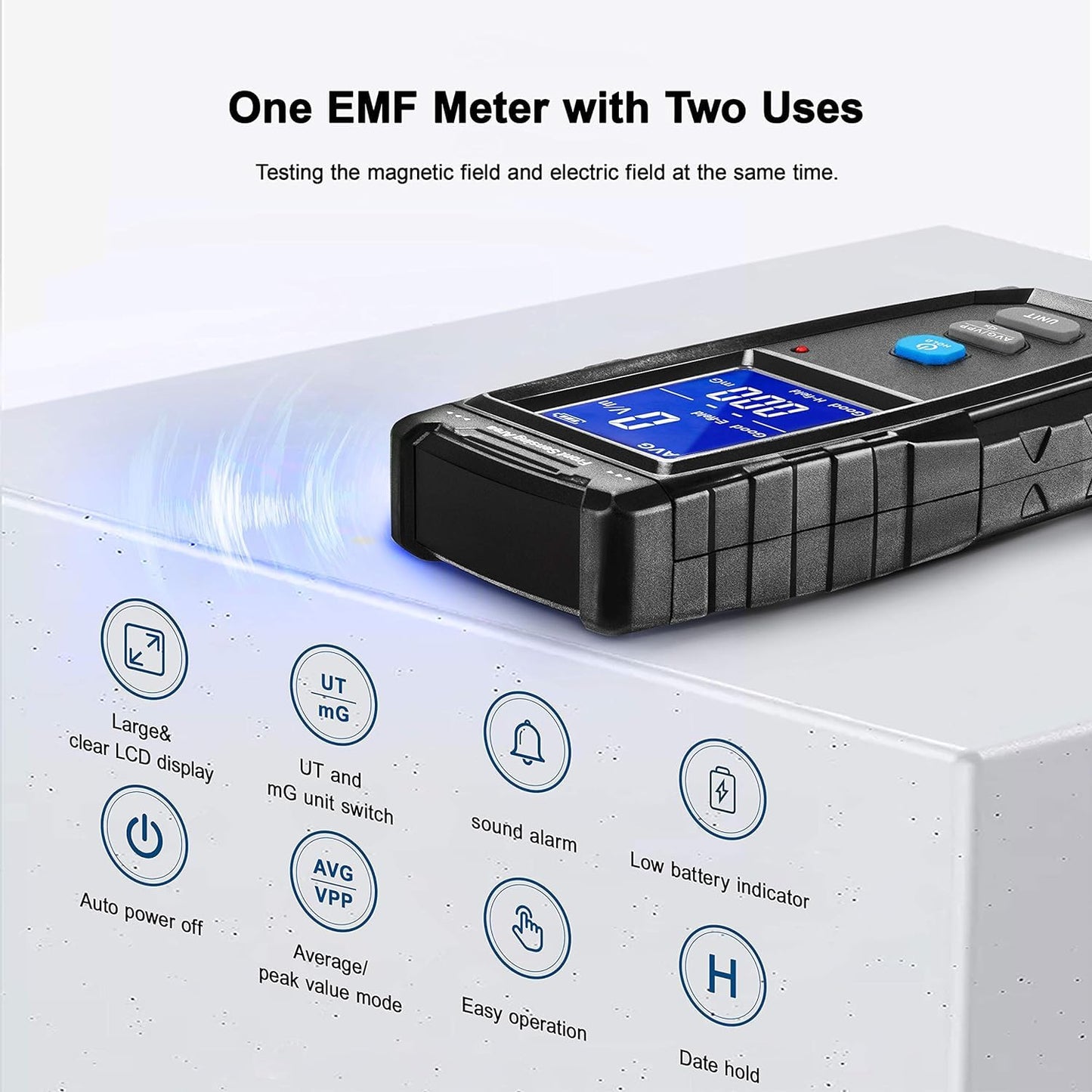 Real Instruments Emf Meter, Electromagnetic Radiation Tester,hand-held Mini Digital Backlight Lcd Emf Detector Sound And Light Alarm Great Tester For Home Emf Inspections, Office, Outdoor (RT-100)