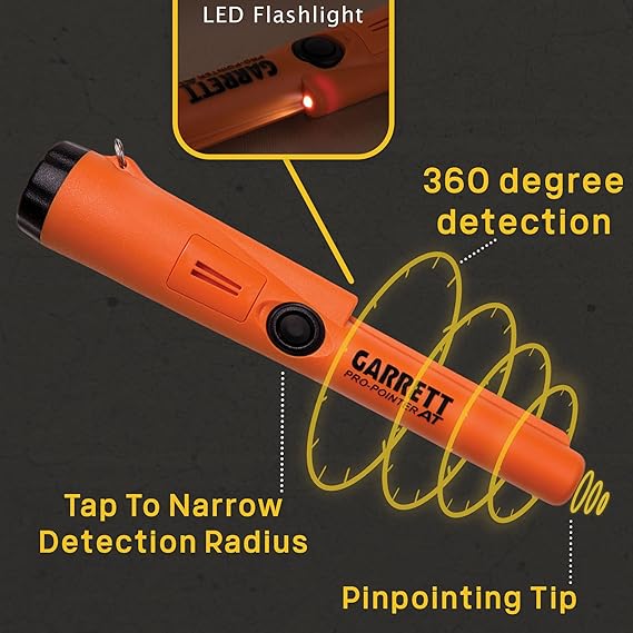 Garrett Metal Detector 1140900 Pro-Pointer with Adjustable Sensitivity, 6.5 kHz Frequency, 10-Inch Maximum Detection Depth, Waterproof, Audio & Visual Indicators, Ergonomic Handle, Lightweight for Treasure Hunting, Security & Outdoor Use