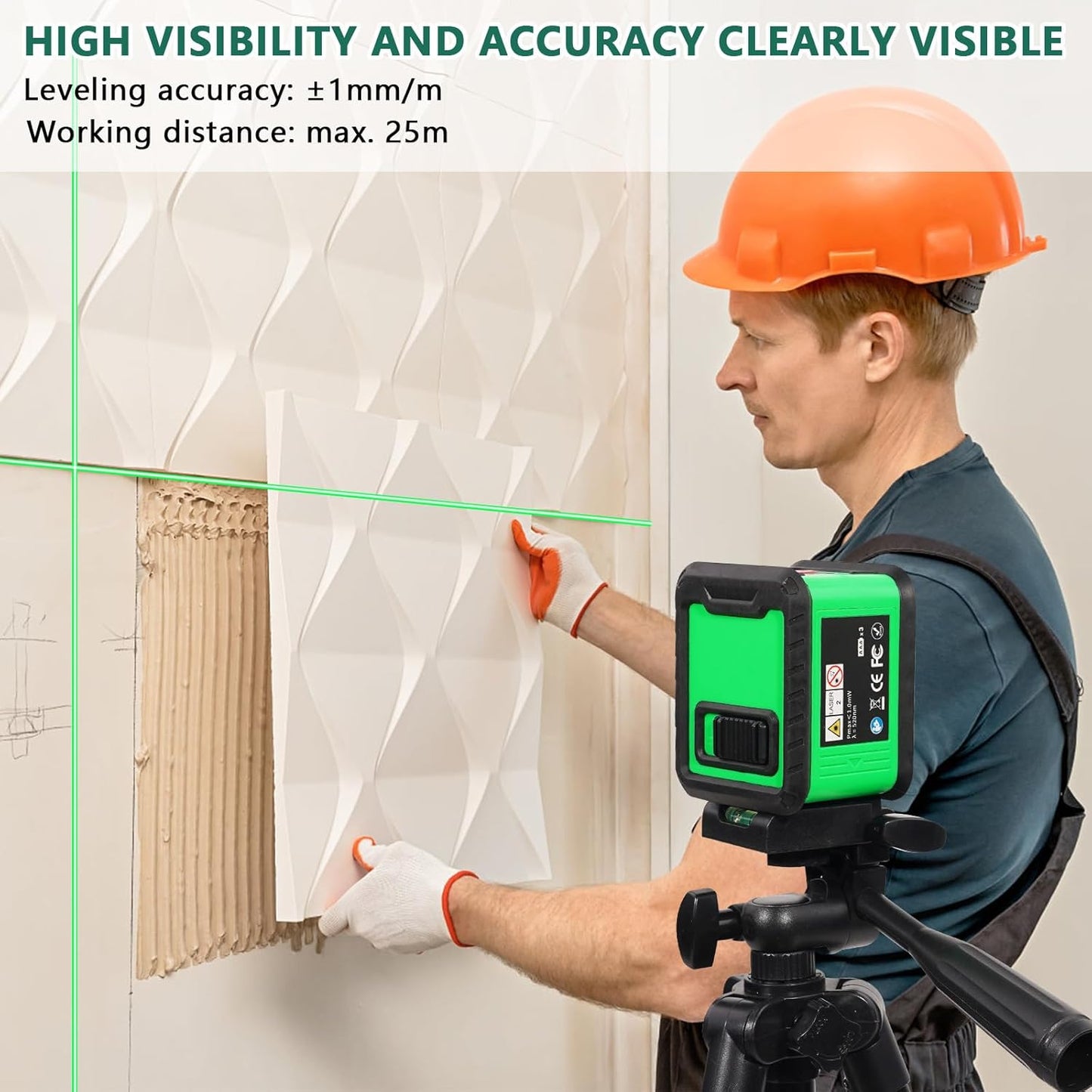 Real Instruments Rotatable Laser Levels 2 Line Horizontal And Vertical Points Cross Lines Border Infrared Laser Level High Precision Green Light Self Leveling Laser Level With Magnetic Bracket