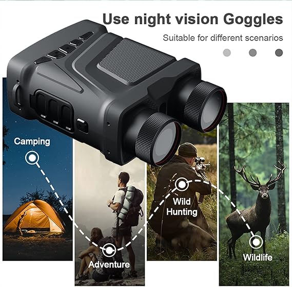 Real Instruments Night Vision Binoculars R12 Device Infrared 5X 1080P HD Night Vision Binoculars Level 7 Infrared Digital Zoom Telescope Night Goggles for Camping Surveillance Lightweight, Great Long Distance Viewing