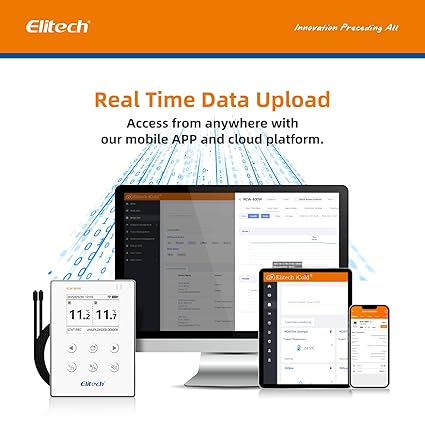 Real Instruments Elitech Wireless Digital Data Logger Remote Real-Time Temperature Monitor Cloud Data Storage SMS/Email/APP/Web Alarm, WiFi Dual External Temp Probe, RCW-800W-TDE(-40~176℉), RCW-800
