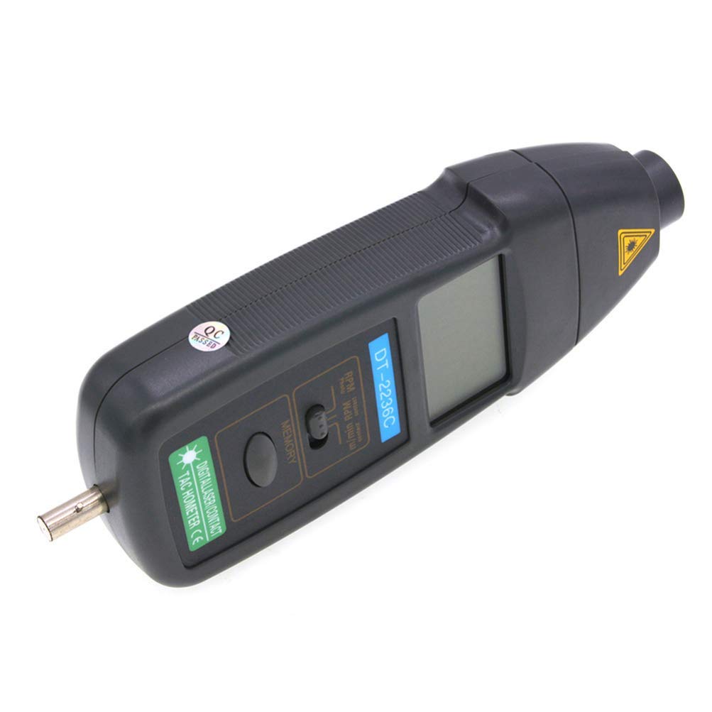 Real Instruments DT-2236C Digital Non Contact & Contact Tachometer Range 2.5 To 99999 Rpm Rotation Speed Measurement Non Magnetic Measure Speed Meter Tester Photoelectric Scale Speedometer Laser