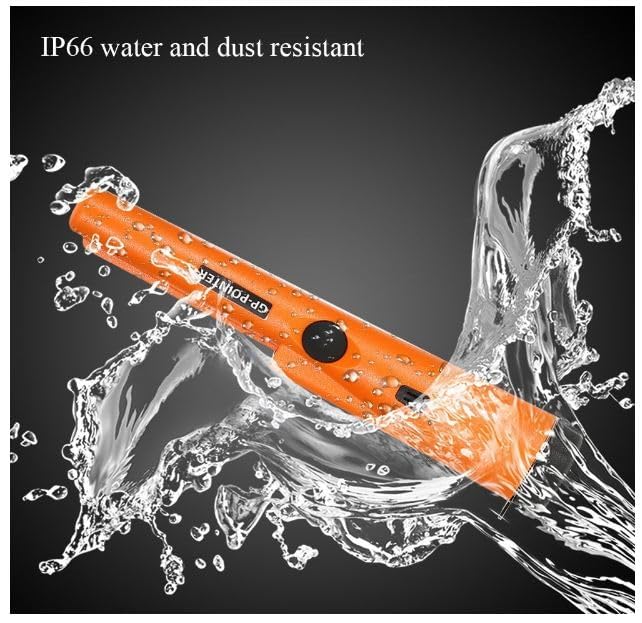 Real Instruments Metal Detector Pinpointer, 360° Search Treasure Pinpointing Finder Probe with 9V Battery and LED, Waterproof Metal Detector for Treasure Hunting, Metal Detecting Accessories for Adults, Kids--Orange