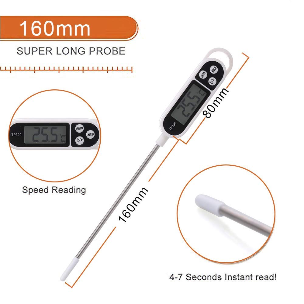 Real Instruments Digital Food Thermometer Kitchen BBQ Temperature Test TP300 High Precision Pen-Type Digital Thermometer with Wide Temperature Range, Stainless Steel Probe, and Rapid Measurement for Cooking, Laboratory, and Industrial Applications