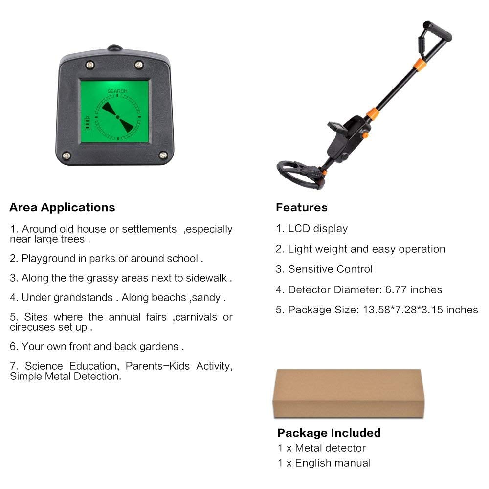 Real Instruments Metal Detector MD-1008A Pinpointer Advanced Kid's Gold Finder Treasure Hunter Pro 5-10 cm underground depth finder, gold detector, treasure hunter, pinpointer detection, waterproof Measuring Tool