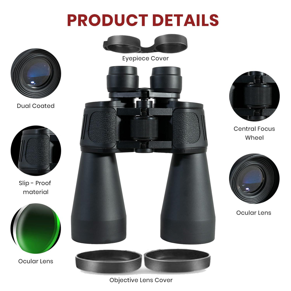 Real Instruments 15X70 Professional Binoculars - Ultra Sharp Focus, FMC Multi-Coated, BAK4 Prism, Lightweight, Tripod Compatible, Ideal for Bird watching, Wildlife & stargazing with Carrying Case