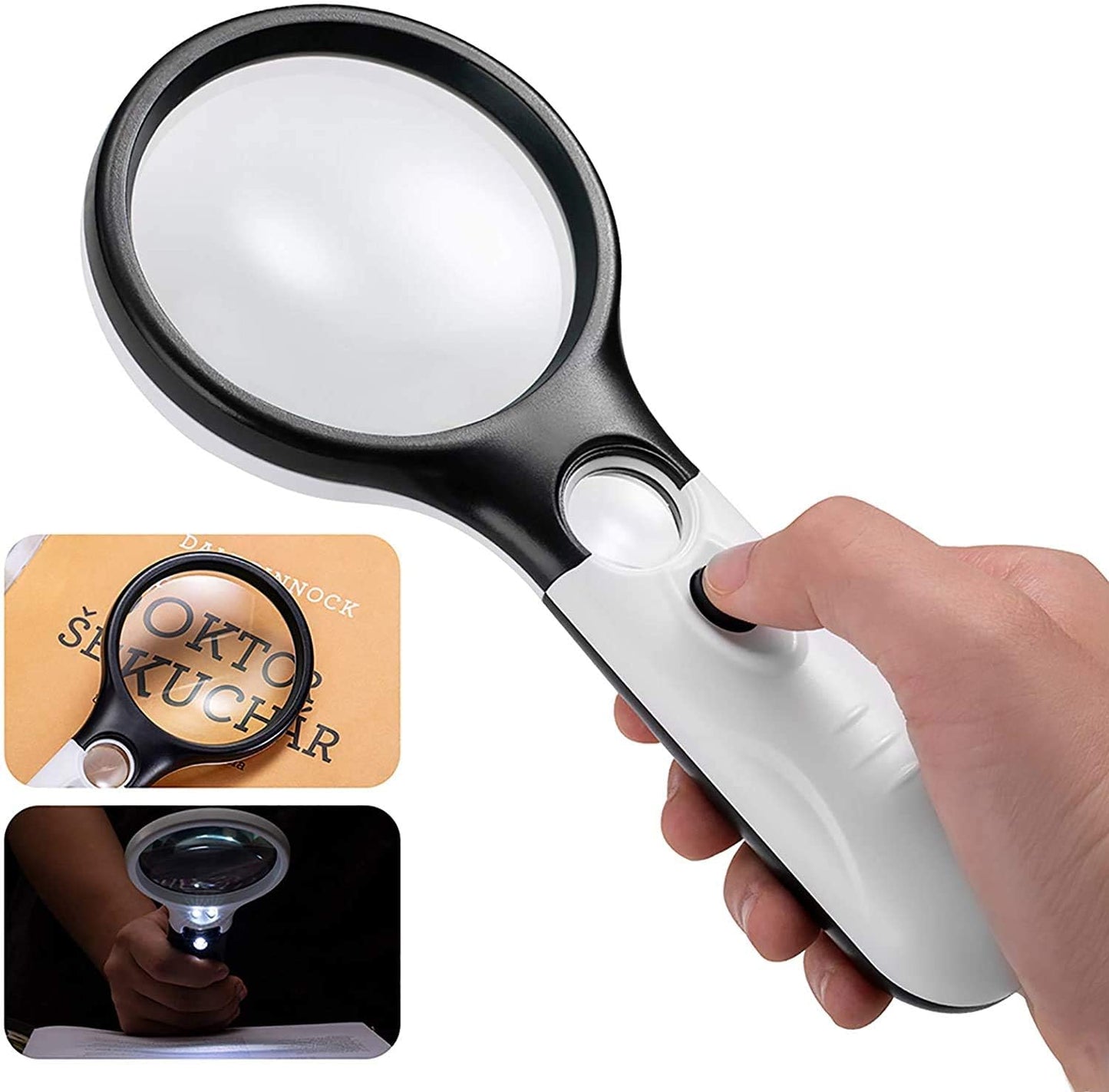 Real Instruments Magnifying Glasses with 3X & 45X Big Size Zoom Lense, 3 Led Light for Seniors, Reading, Kids, Eyelash Extensions | Microscope Lens, Coin Aimpoint (6902AB)