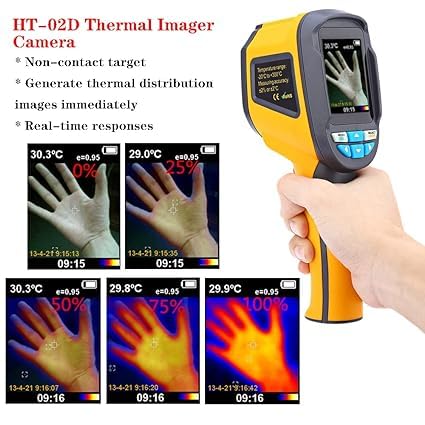 Real Instruments Digital Thermal Imaging Camera Handheld Infrared Thermal Imager And Visible Light Camera With IR Resolution 1024 Pixels Long Range Infrared Focal Plane Measuring Temperature (HT-02D)