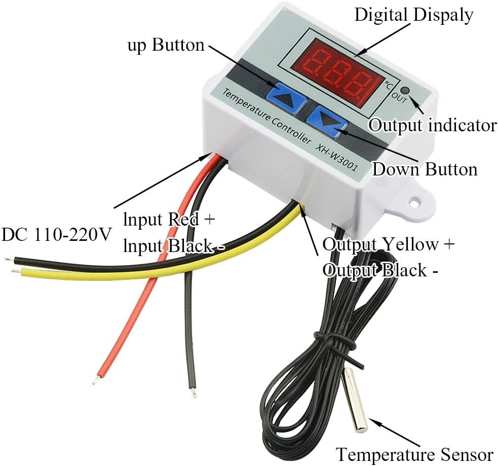 Real Instruments XH W3001 Digital LED Display Temperature Controller 220V 1500W 10A LED Temperature Controller With Thermostat Control Switch NTC Sensor Probe For Egg Incubator