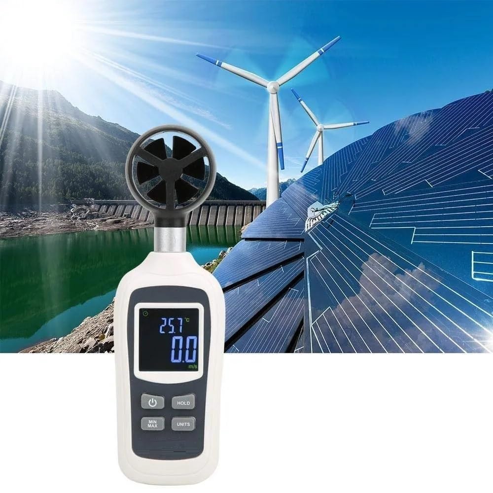 Real Instruments Anemometer RI-915 Digital Wind Speed Meter Portable Handheld LCD Display Anemometer Non-magnetic 0.4~30.0 m/s (0.1 m/s) For Wind Power Generation Nautical Measurement