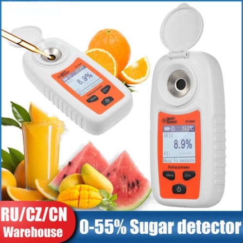 Real Instruments Digital Refractometer Smart Sensor ST355A Sugar Meter High Accuracy Portable 0-55% Test Range Fruit Juice Sweetness Tester For Fruit Sale Cool Drinks