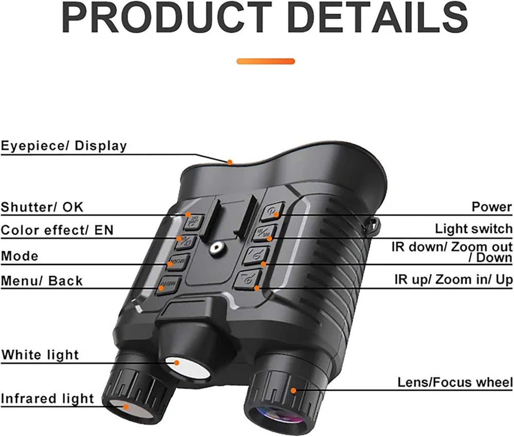 Real Instruments NV8161 Military Tactical Night-Vision Goggles Head Mounted Binoculars, 4K HD IR Night Vision Binoculars with 8X Digital Zoom, Save Photo and Video with 32GB Memory Card, Built-in 3000Mah Battery