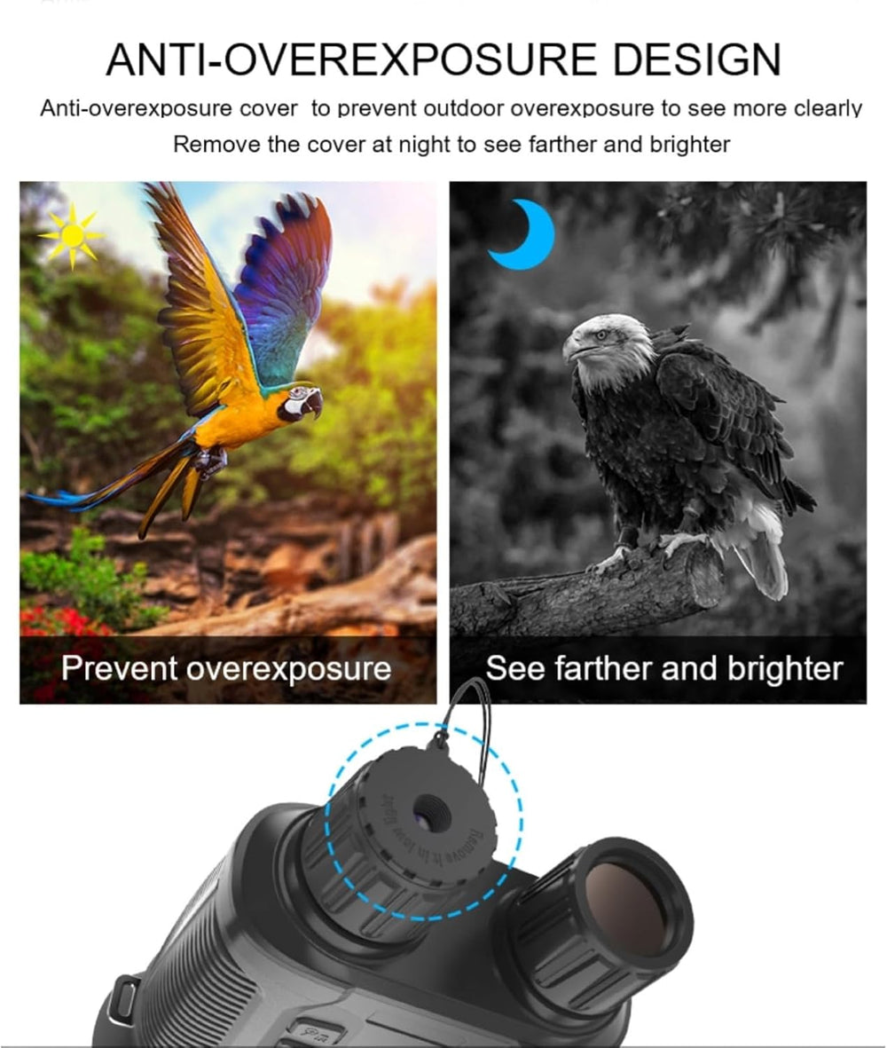 Real Instruments NV3280 Night Vision Binoculars for Hunting 4K UHD Full Color 36MP Telescope 10X Optical 8X Zoom 500M Infrared Digital, Black