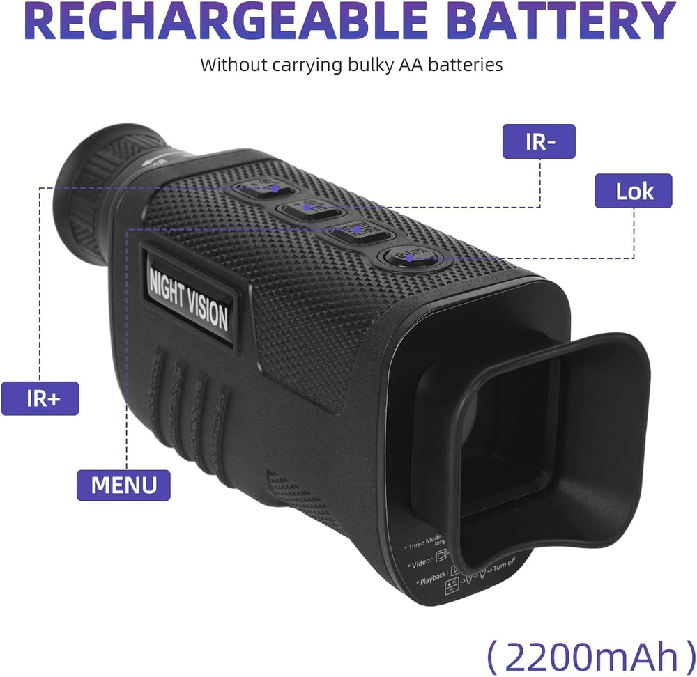 Real Instruments LG64 HD 1080P Infrared Night Vision Monocular Telescope 8X Digital Zoom 300m Viewing 1.54 Inch TFT High Sensitivity Night Goggles for Hunting Camping Wildlife Scenery, LG64
