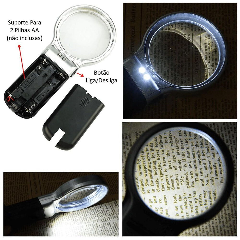 Real Instruments TH-7006 3 in 1 Folding Handheld Folding Magnifier With LED Light 3X Magnifying Glass