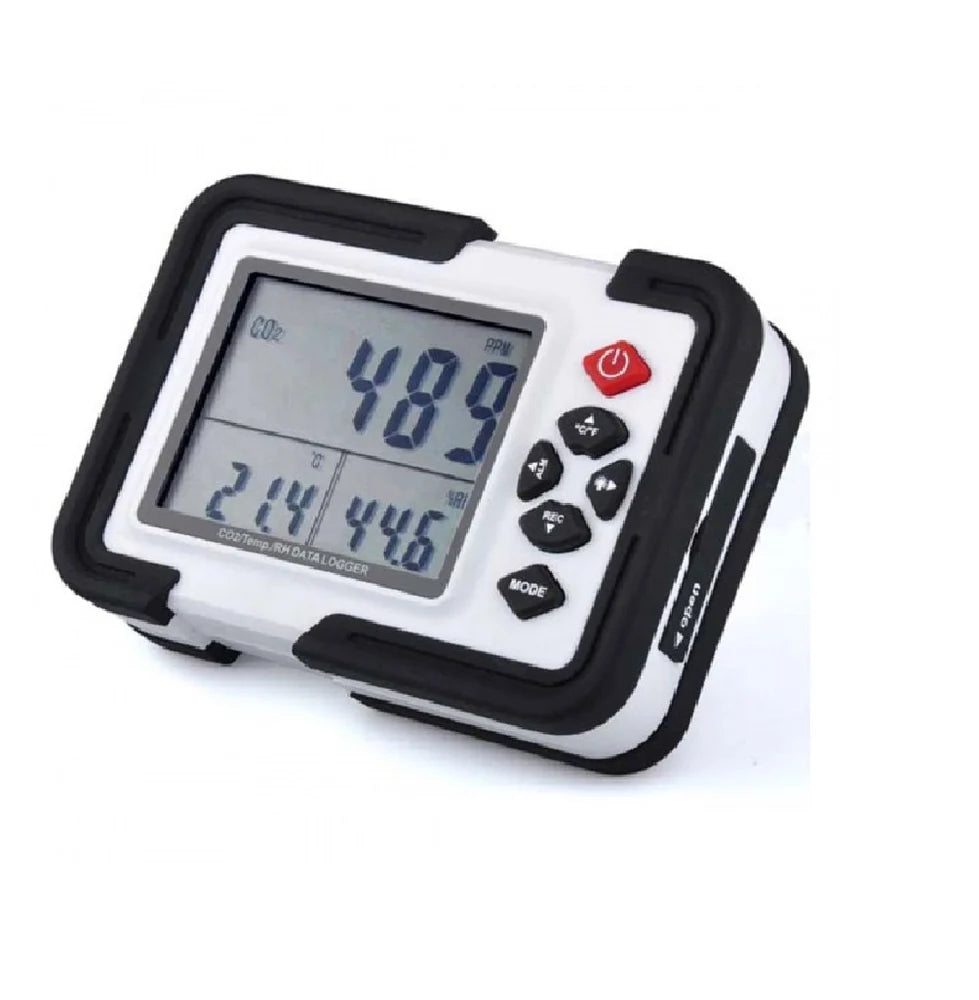 Real Instruments Digital Carbon Dioxide Meter with Certificate Indoor | Personal Use|Data Logger| Cold Storange| Display Range 0-9999PPM| Humidity CO2 Meter Monitor HT-2000