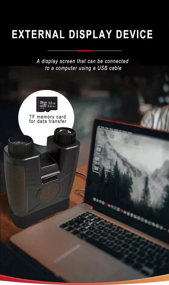 Real Instruments Night Vision Binocular NV0811 with High-Powered 20X Magnification, Full-Color Low-Light Imaging, Adjustable Infrared Illumination, 2.33-Inch HD Display, Long-Range Viewing Up to 600 Meters, Rechargeable Battery and Multi-Language Support