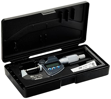 Mitutoyo 293-240-30 Coolant Proof LCD Micrometer, Ratchet Stop, 0-25mm Range, 0.001mm Graduation, -0.001mm Accuracy, Without SPC