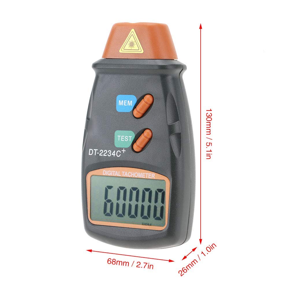 Real Instruments Digital LCD Laser Non Contact Photo Tachometer RPM Measurer Non Magnetic 2.5~99999 Speed Meter Tester Photoelectric Speedometer Laser Tachometer