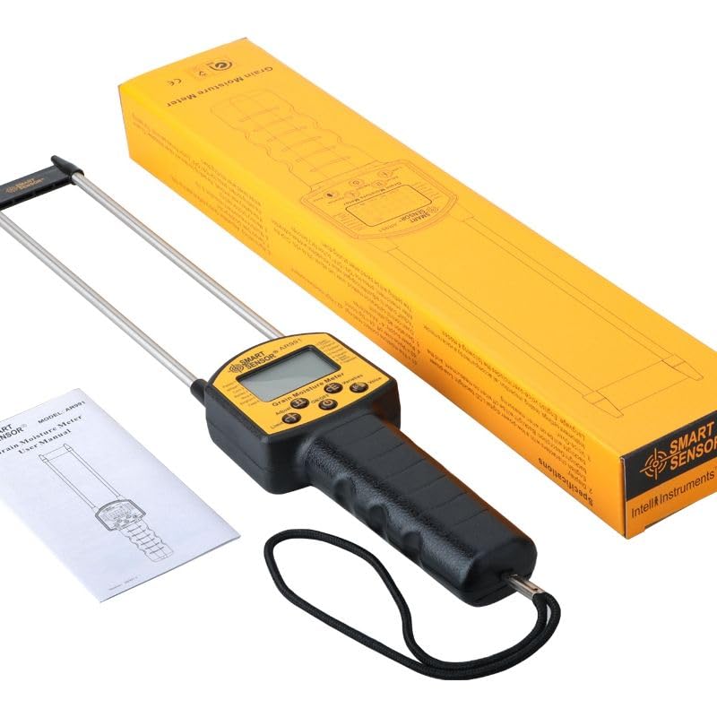 Real Instruments AR991 Digital Grain Moisture Meter Smart Sensor Use For 14 varieties Of Flour Fodder Rapeseed Sesame Soymeal Grain Corn Wheat Rice Soyabean (AR-991)