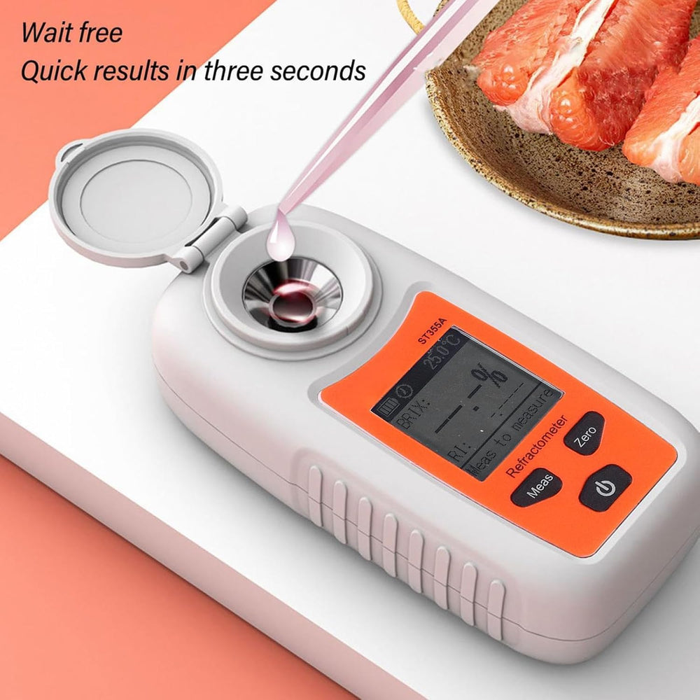 Real Instruments Digital Refractometer Smart Sensor ST355A Sugar Meter High Accuracy Portable 0-55% Test Range Fruit Juice Sweetness Tester For Fruit Sale Cool Drinks