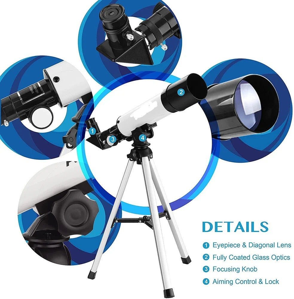 Real Instruments F36050B Kids Astronomical Telescope Professional 90X With Tripod For Kids, F36050B