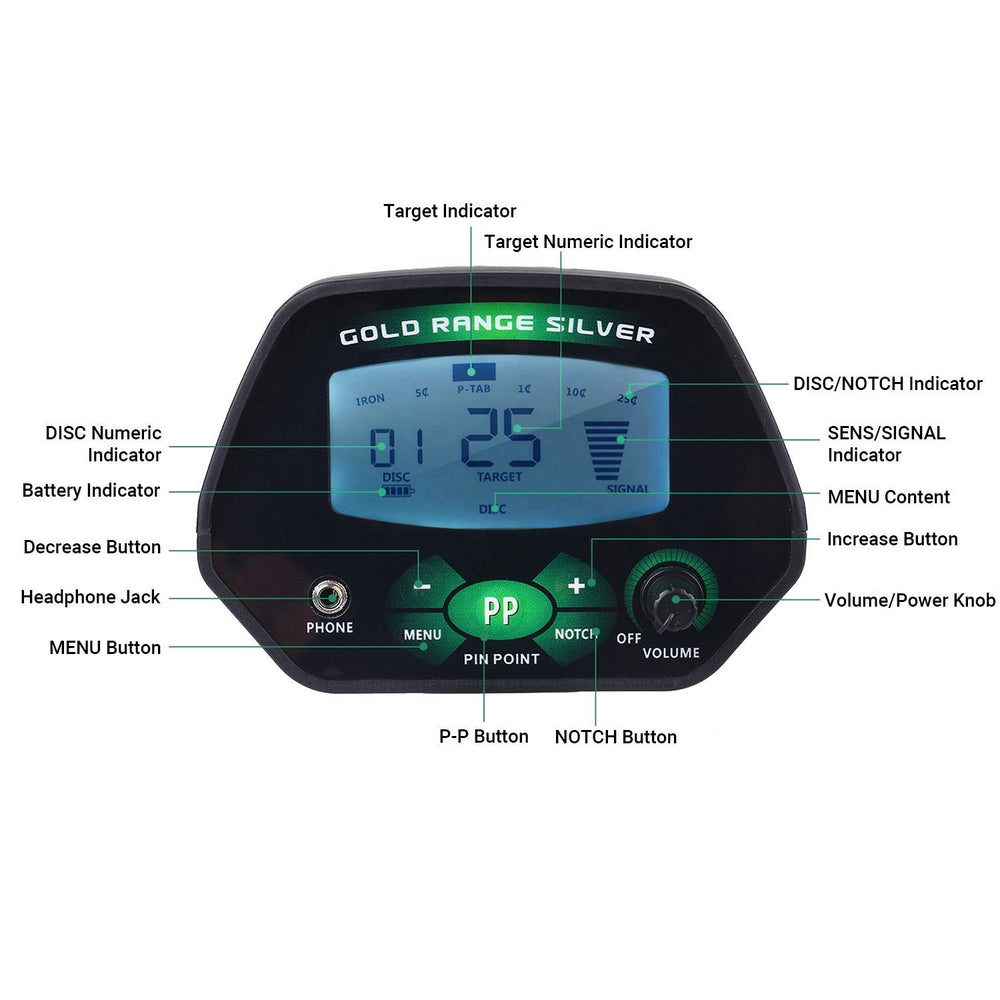 Real Instruments MD-4090 Digital Underground Metal Detector – High-Precision LCD Display with Pinpoint Function, Adjustable Sensitivity & Discrimination, Waterproof Coil – Ideal for Coins, Jewelry & Relic Hunting