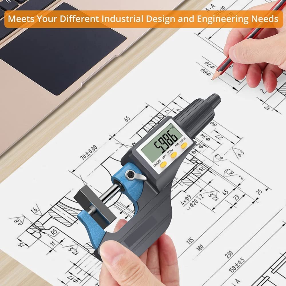 Real Instruments Digital Outside Micrometer Screw Gauge 0-25mm With Lcd Display & Carry Case Ideal For Accurate Measuring Dimensions In Inches & MM (0.001mm) Resolution,+/-0.0001" Accuracy