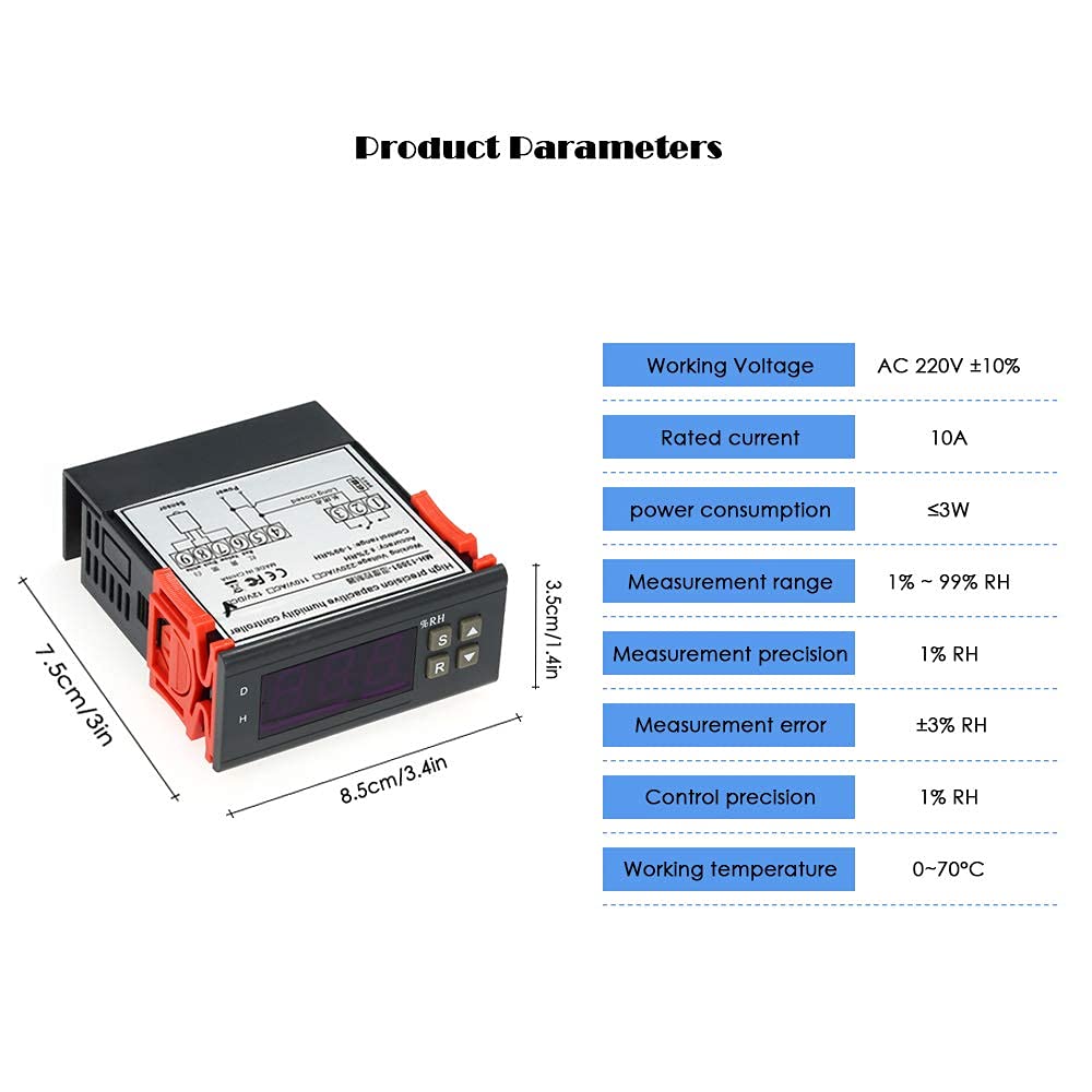 Real Instruments Digital LED Display Temperature Controller With Thermostat Control Switch NTC Sensor Probe For Egg Incubator (MH-13001)