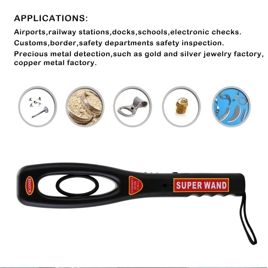 Real Instruments High Sensitivity Handheld Metal Detector for Malls, Airports, Railway Stations, Bank Security Check Advanced Metal Detector (GP-008)