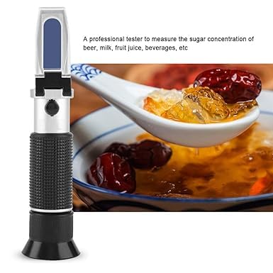 Real Instruments Professional Brix Refractometer 0-20% Accurate Portable Meter Instruments Handheld Refractometer For Honey Beer Fruit Juice Sugar Meter With Automatic Temperature Compensation