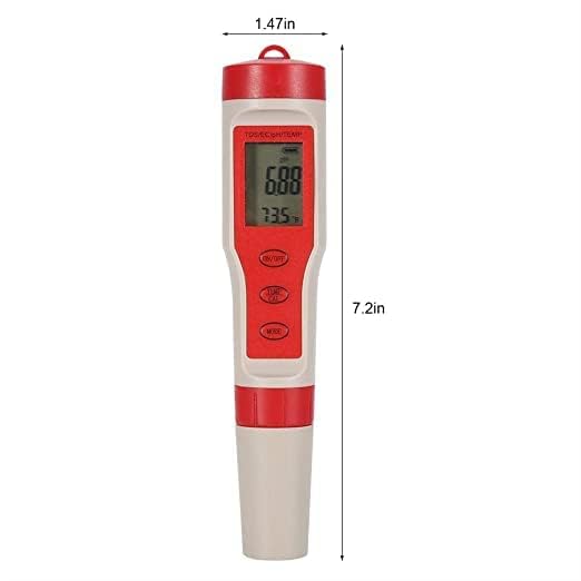 Real Instruments 4-IN-1 Water Quality Tester Pen Water Quality Analysis Instrument Waterproof PH/TDS/EC/Temperature Meter PH Meter TDS Meter With ATC Digital