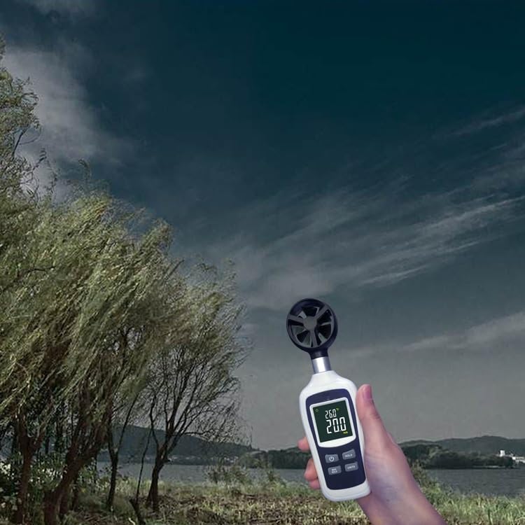 Real Instruments Anemometer RI-915 Digital Wind Speed Meter Portable Handheld LCD Display Anemometer Non-magnetic 0.4~30.0 m/s (0.1 m/s) For Wind Power Generation Nautical Measurement