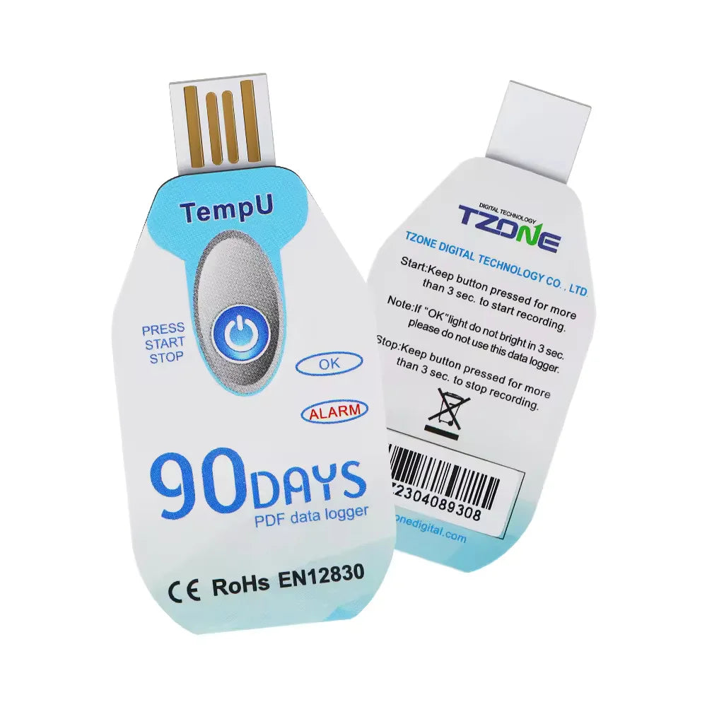 Real Instruments 90 Days Temperature Data Logger Disposable Temperature Recorder USB Single-Use Pdf Temperature Data Logger, TempU02-90