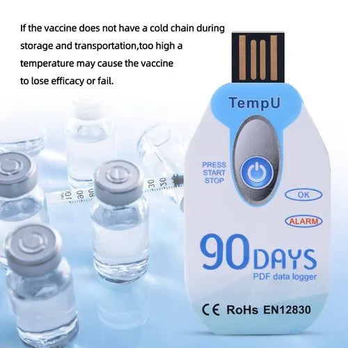 Real Instruments 90 Days Temperature Data Logger Disposable Temperature Recorder USB Single-Use Pdf Temperature Data Logger, TempU02-90