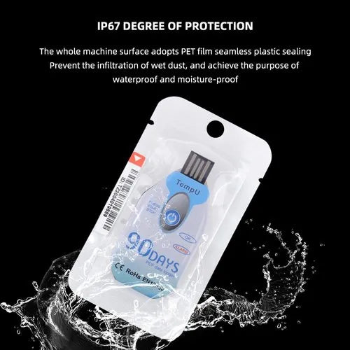 Real Instruments 90 Days Temperature Data Logger Disposable Temperature Recorder USB Single-Use Pdf Temperature Data Logger, TempU02-90