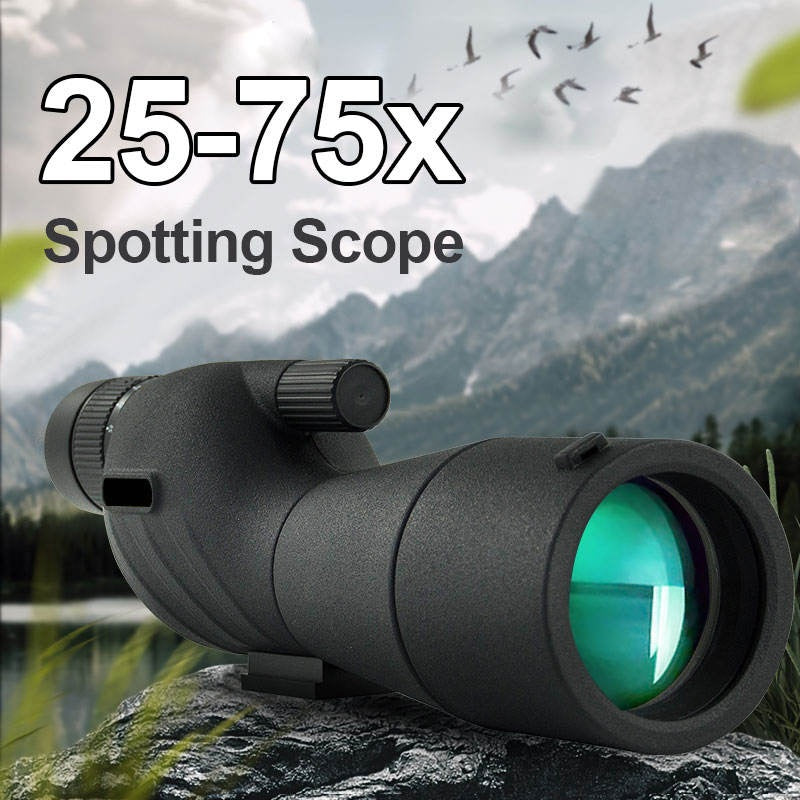 Real Instruments High Magnification 25-75x60 HD Outdoor Monocular Zoom Telescope Bak4 FMC Low Light Night Vision for Moon Viewing Bird Watching