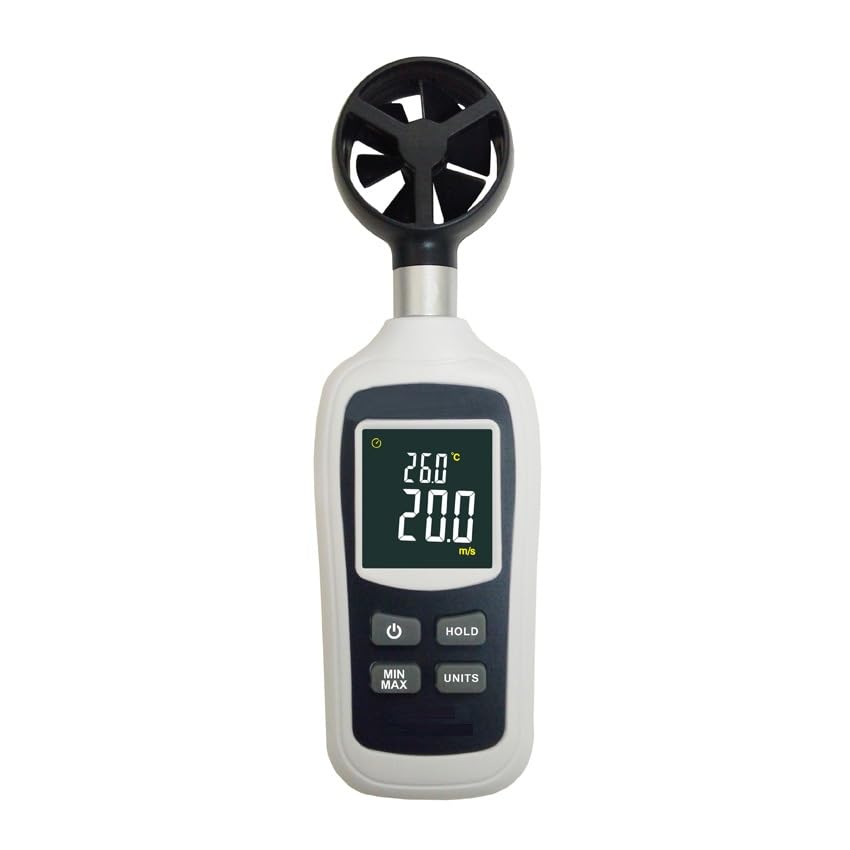 Real Instruments Anemometer RI-915 Digital Wind Speed Meter Portable Handheld LCD Display Anemometer Non-magnetic 0.4~30.0 m/s (0.1 m/s) For Wind Power Generation Nautical Measurement