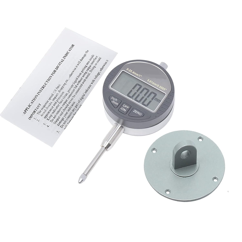 Real Instruments Electronic Digital Dial Indicator Gauge Inch/Metric Conversion 0-1 Inch/25.4 mm Digital Probe Indicator Dial Test Gauge High Resolution: 0.0005''/0.01mm