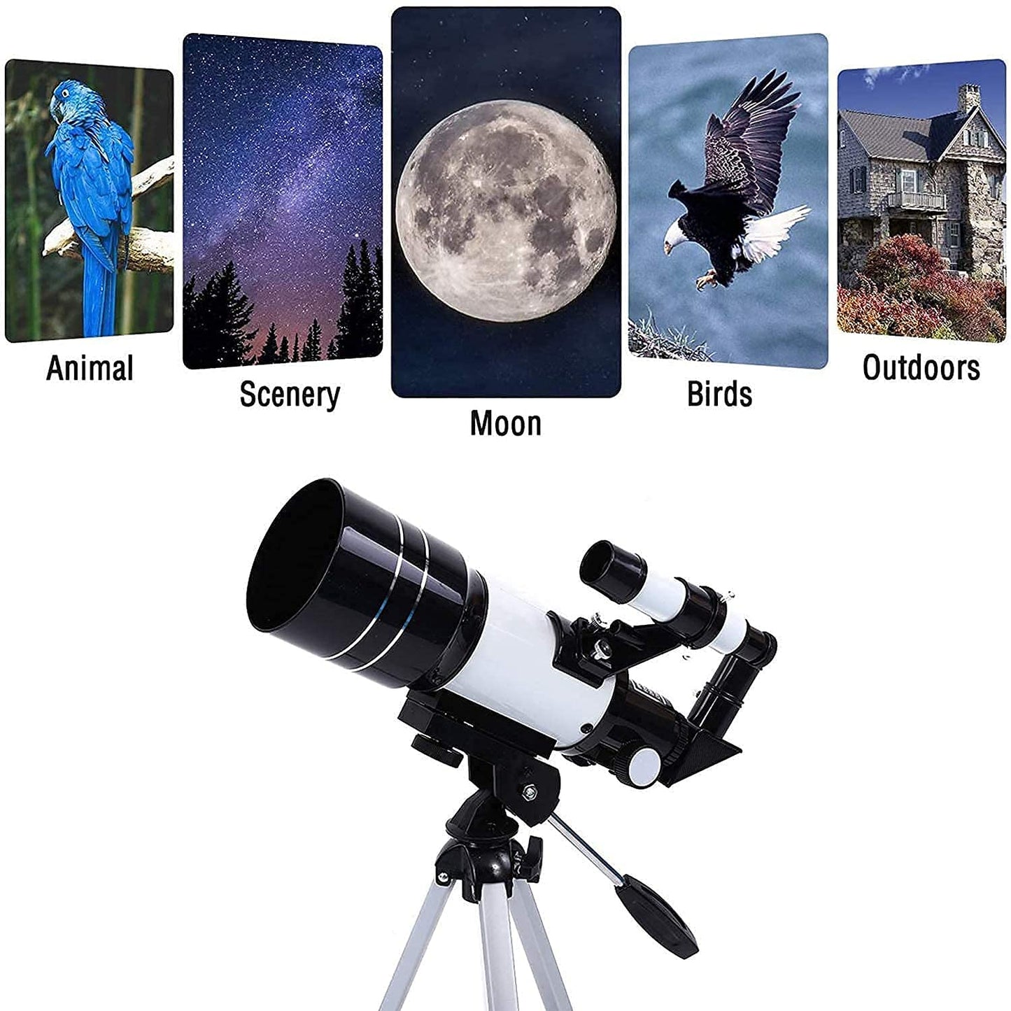 Real Instruments F30070M Telescope For Students High Power Telescope With Adjustable Tripod, F30070