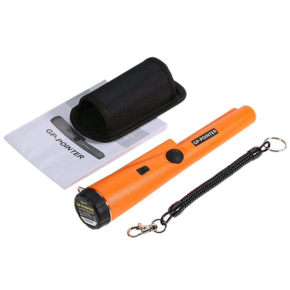 Real Instruments Metal Detector Pinpointer, 360° Search Treasure Pinpointing Finder Probe with 9V Battery and LED, Waterproof Metal Detector for Treasure Hunting, Metal Detecting Accessories for Adults, Kids--Orange