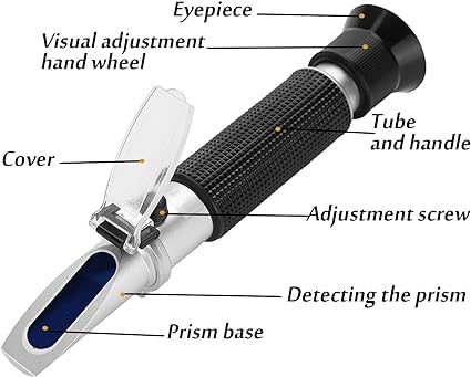 Real Instruments 58 To 92% Refractometer Honey For Honey Moisture, Brix And Baume, 3 In 1 Uses Brix Scale Range Honey Moisture Tester With ATC Ideal For Honey Maple Syrup And Molasses Bee Keeping