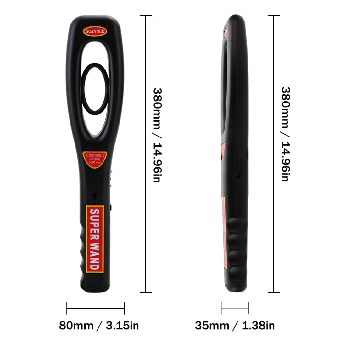 Real Instruments High Sensitivity Handheld Metal Detector for Malls, Airports, Railway Stations, Bank Security Check Advanced Metal Detector (GP-008)