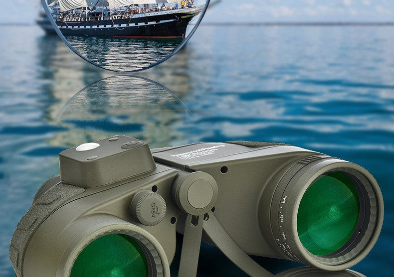 Real Instruments 10x50 Waterproof Marine Binoculars Floating Design with Compass & Rangefinder