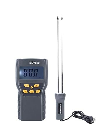 Real Instruments MD7822 Digital Grain Moisture Meter with Probe for Wheat, Rice & Corn