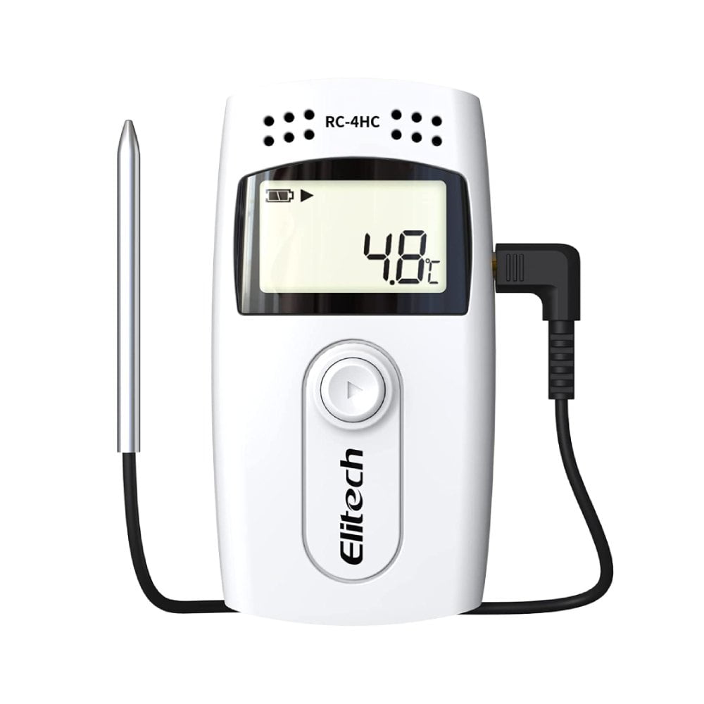 Real Instruments Elitech RC-4 High-Precision Temperature Data Logger with Wide Measurement Range, Large Memory Capacity, USB Connectivity, LCD Display, Replaceable Battery & Automatic PDF/Excel Report Generation for Cold Chain, Medical, Food & Industrial