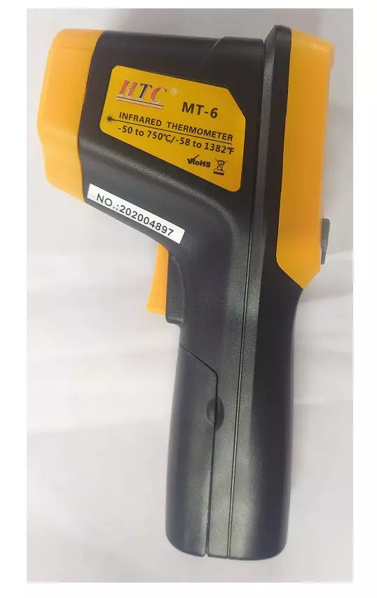 HTC MT-6 High-Accuracy Infrared Thermometer Non-Contact Digital Laser Targeting, Adjustable Emissivity, Fast Response Time, Backlit LCD Display, and Precision Thermal Sensing for Industrial, Automotive, HVAC, Electrical & Laboratory, MT-6
