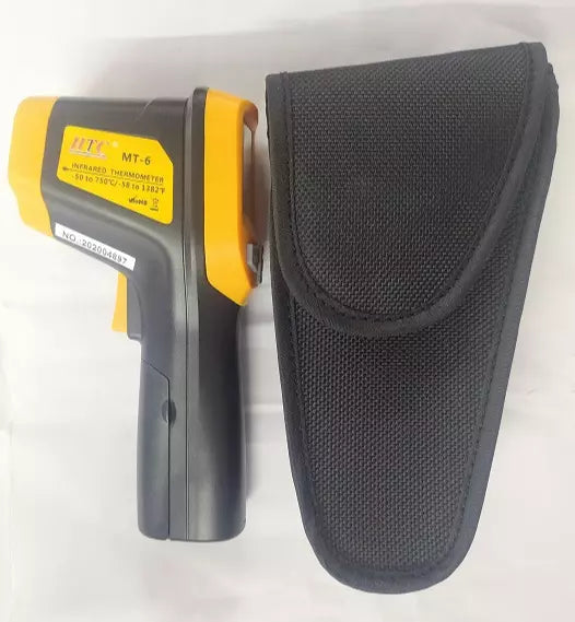 HTC MT-6 High-Accuracy Infrared Thermometer Non-Contact Digital Laser Targeting, Adjustable Emissivity, Fast Response Time, Backlit LCD Display, and Precision Thermal Sensing for Industrial, Automotive, HVAC, Electrical & Laboratory, MT-6