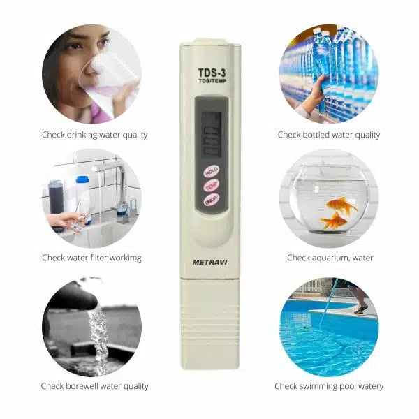 Real Instruments High-Precision Total Dissolved Solids (TDS) Meter with Wide Measurement Range, Automatic Temperature Compensation, Compact Waterproof Design & Accurate Water Quality Monitoring for Industrial, Environmental & Aquatic Applications (TDS-3)