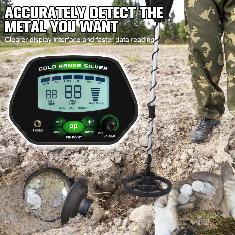 Real Instruments MD-4090 Digital Underground Metal Detector – High-Precision LCD Display with Pinpoint Function, Adjustable Sensitivity & Discrimination, Waterproof Coil – Ideal for Coins, Jewelry & Relic Hunting